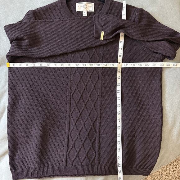 St John Sport Wool Blend Cable Knit Sweater Brown Old Money Prep Fisherman Sm - Picture 3 of 6